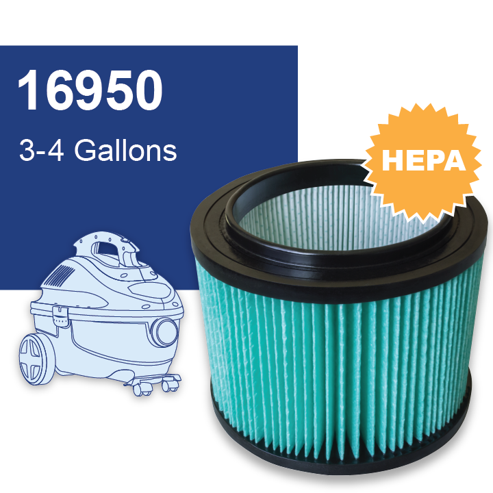 17810 Fits CRAFTSMAN 3-4 Gallon Shop Vacs Filter