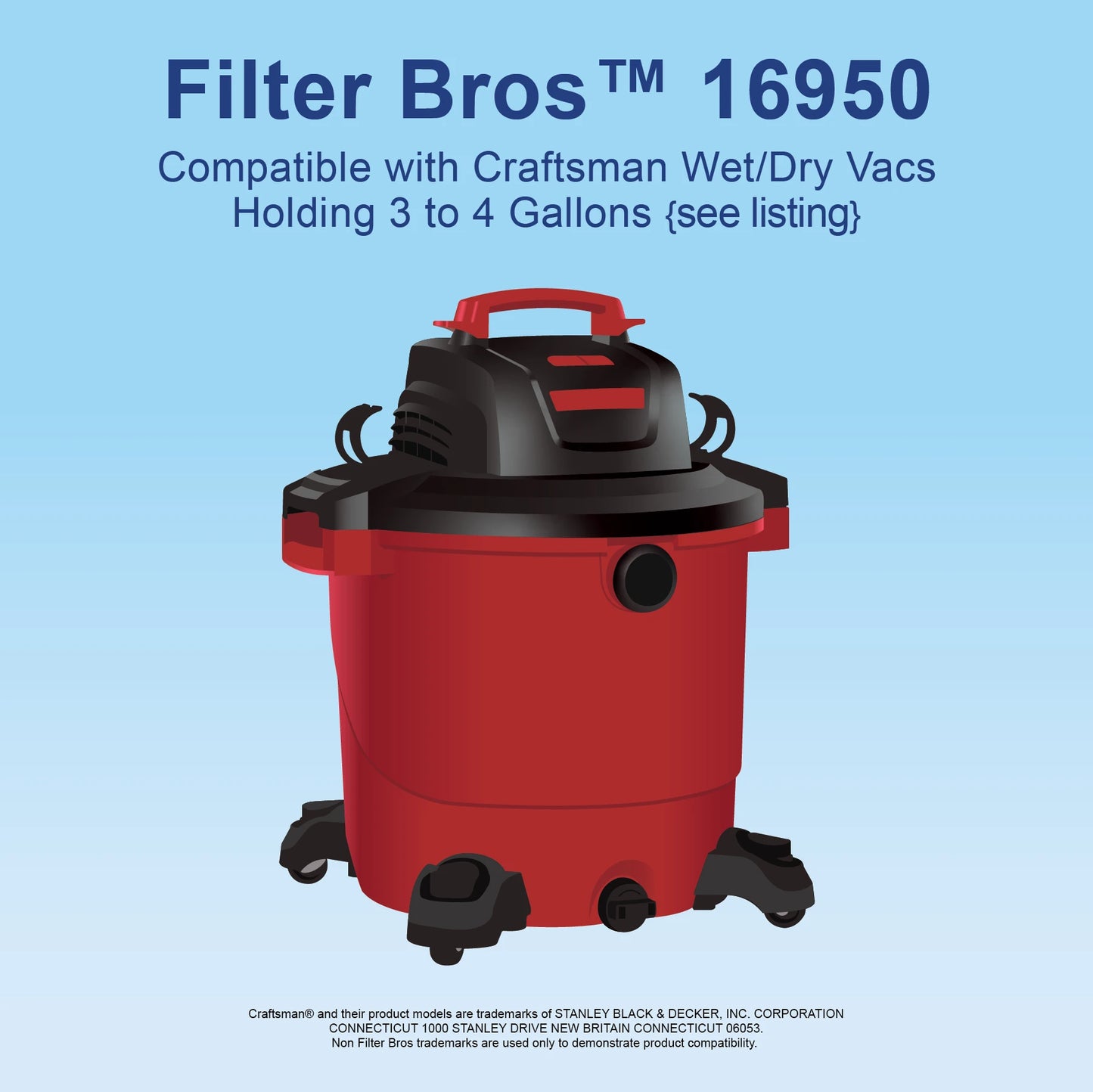 16950 Fits CRAFTSMAN 3-4 Gallon Shop Vacs HEPA Filter