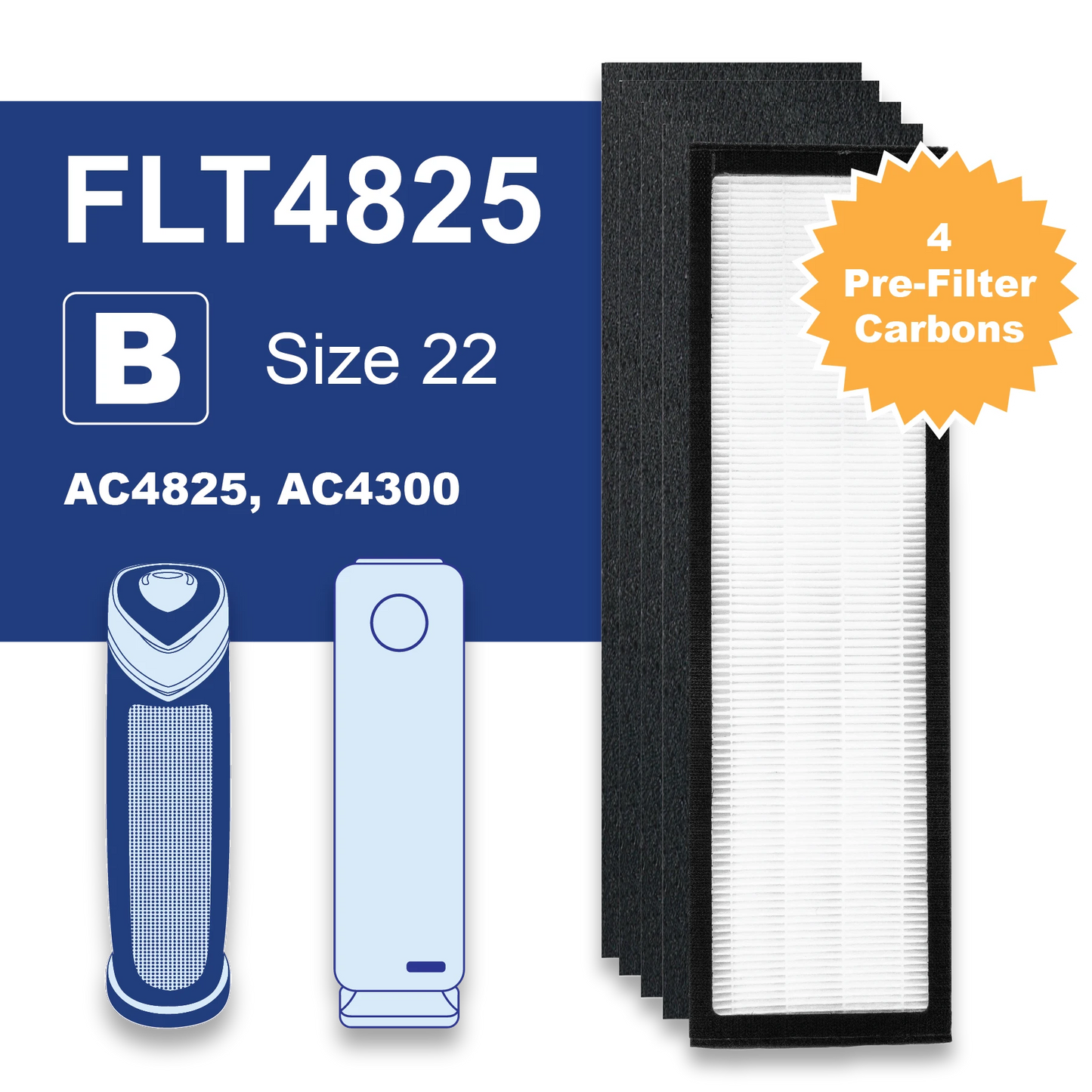FLT4825 Fits GERMGUARDIAN Filter B AC4825, AC4300 HEPA
