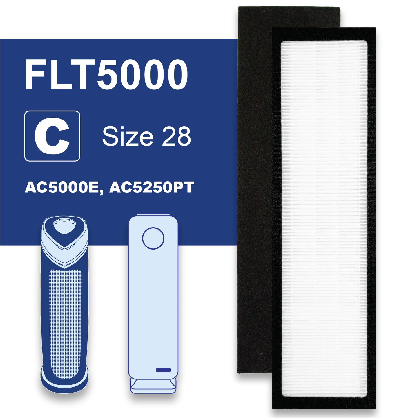 FLT5000 Fits GERMGUARDIAN Filter C AC5000E, AC5250PT, HEPA