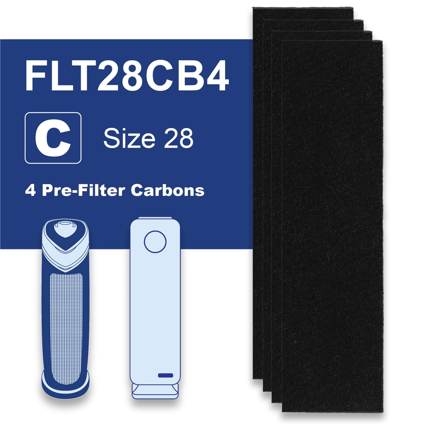 FLT28CB4 Fits GERMGUARDIAN Filter C Carbon Replacement 4 Pack Pre-Filter (Copy)