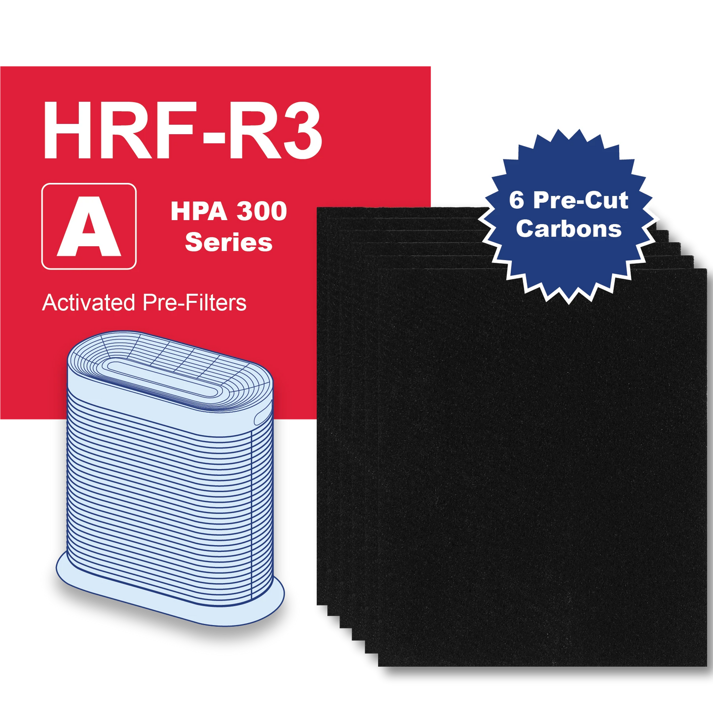 HRF-R3 Fits HONEYWELL A300 Pre-Filter 6 Carbon Pack HPA300