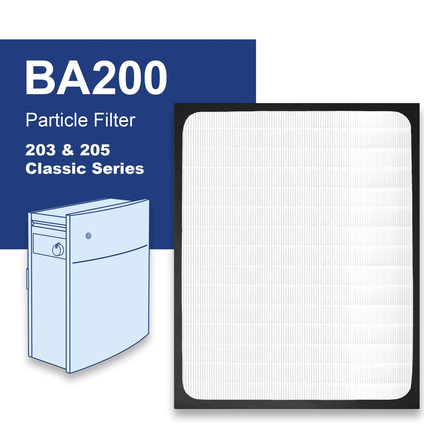 BA200 Fits BLUEAIR Classic 200 Series 203, 205, HEPA Filter