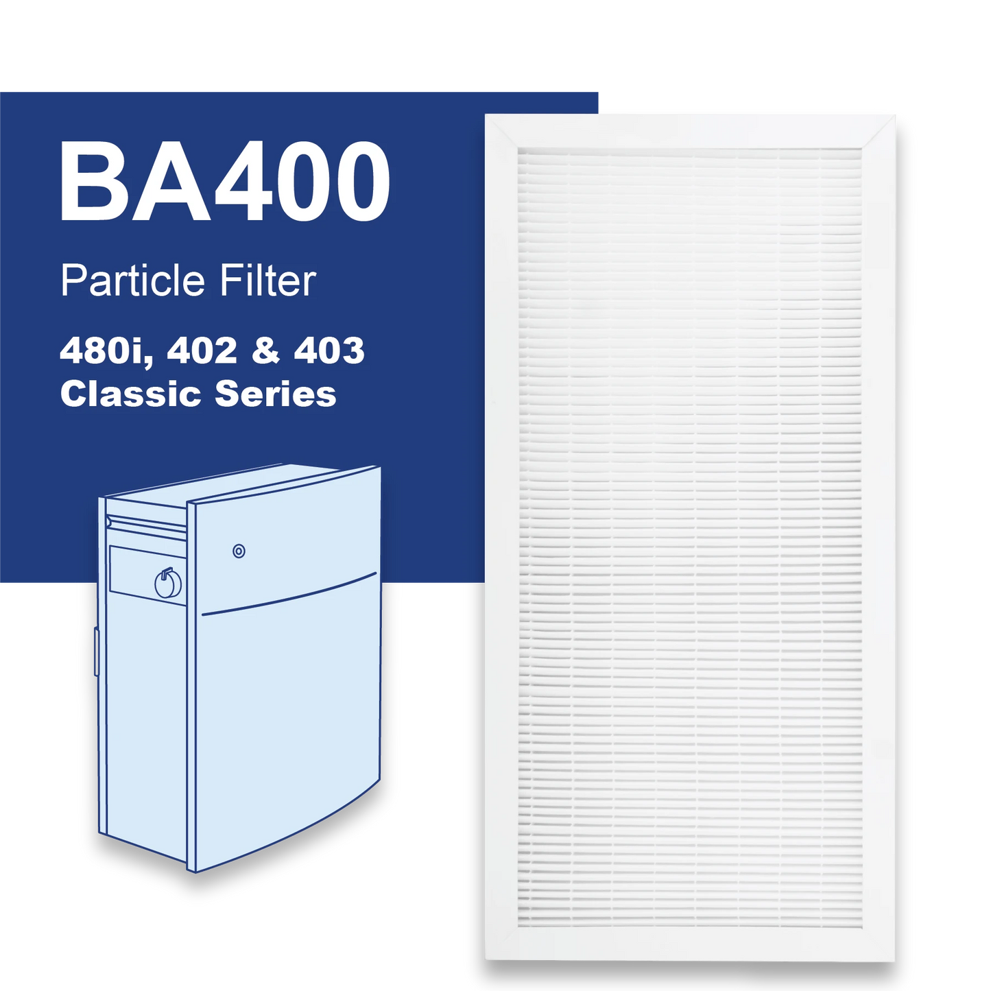 BA400 Fits BLUEAIR Classic 400 Series 480i, 402, 403, HEPA Filter