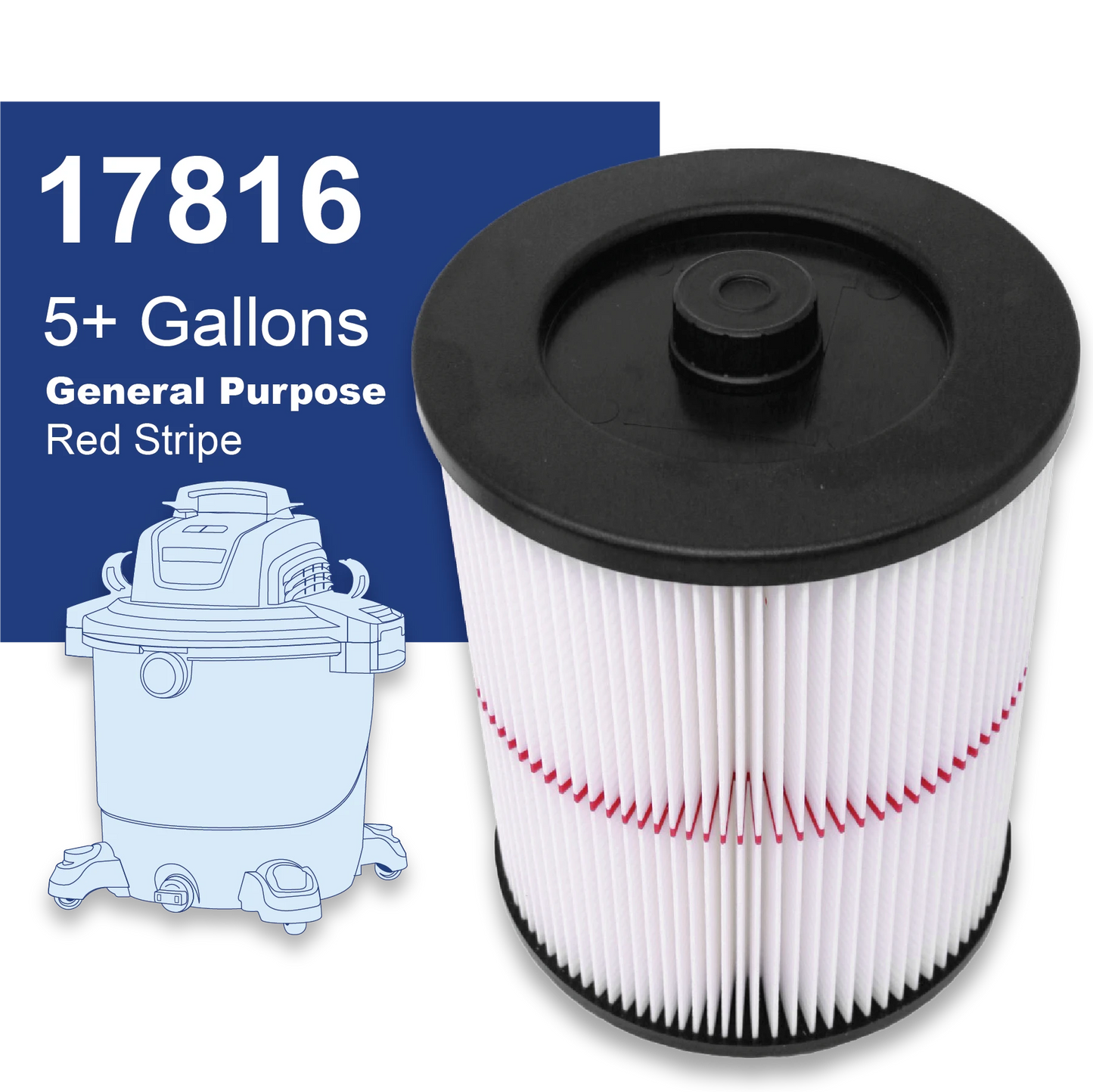 17816 Fits CRAFTSMAN 5+ Gallon Shop Vacs Filter (Copy) (Copy)