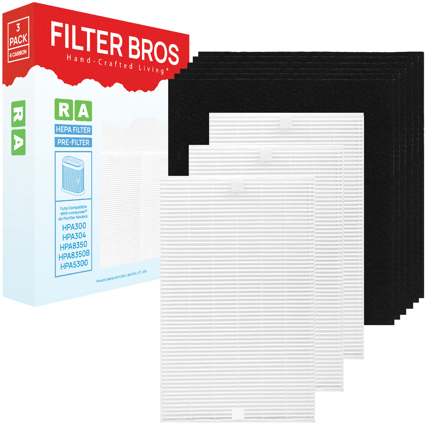 HRF R3 HRF A300 Honeywell Compatible 3 Count R HEPA Filter 6